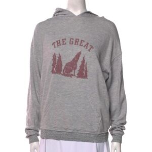 The Great Graphic Print Hoodie Sweatshirt Gray Size XS